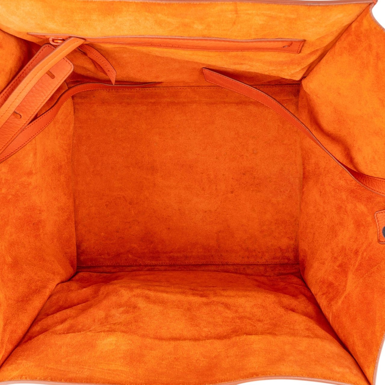 Celine Céline Orange Drummed Calfskin Phantom Handbag Oranje