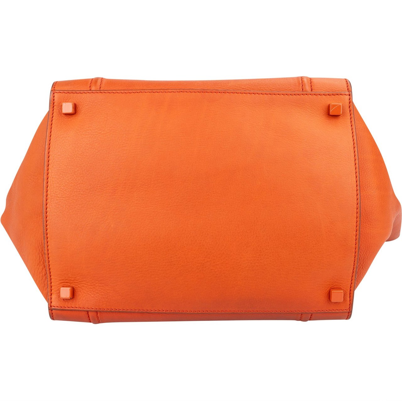 Celine Céline Orange Drummed Calfskin Phantom Handbag Oranje