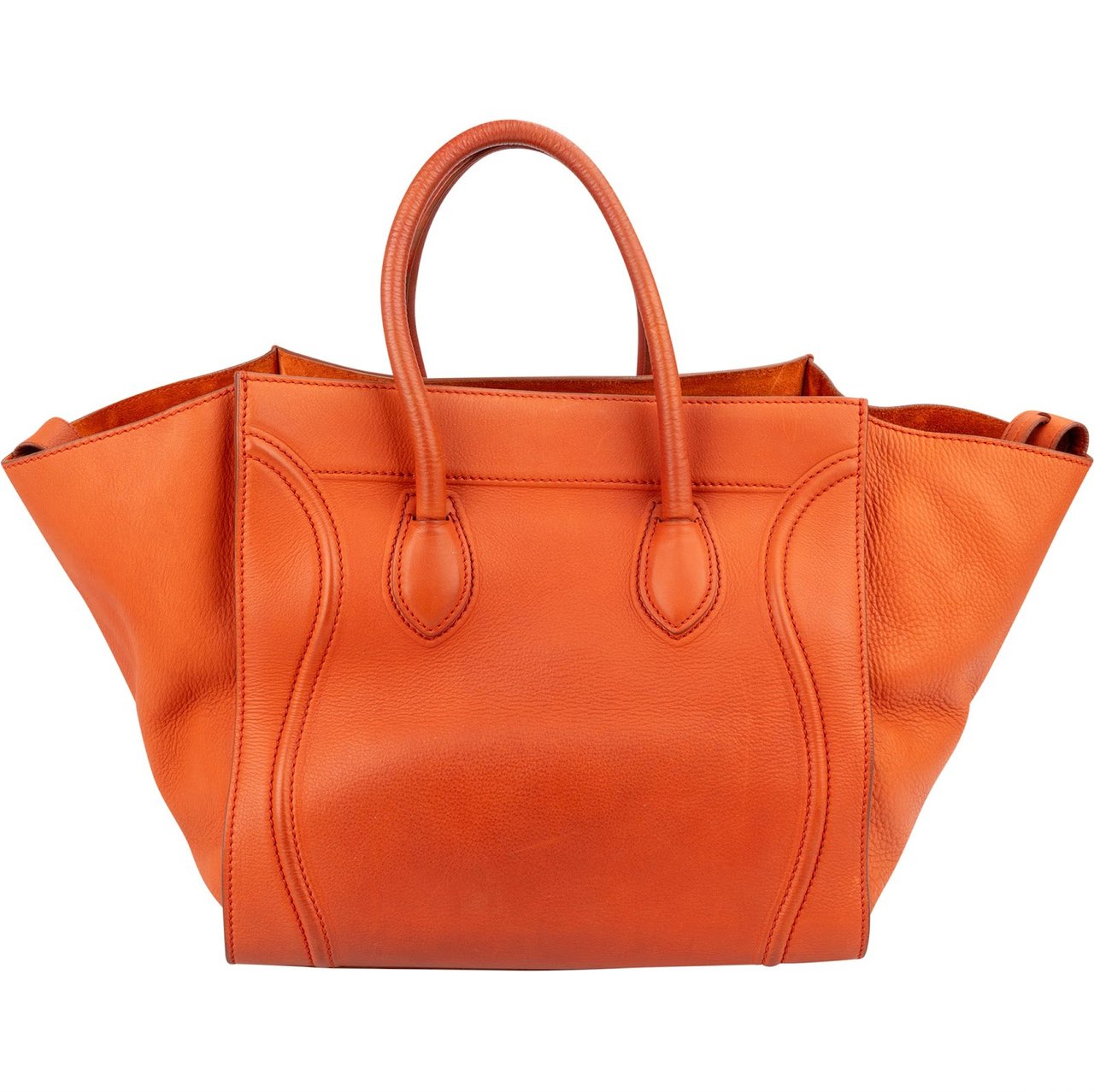 Celine Céline Orange Drummed Calfskin Phantom Handbag Oranje