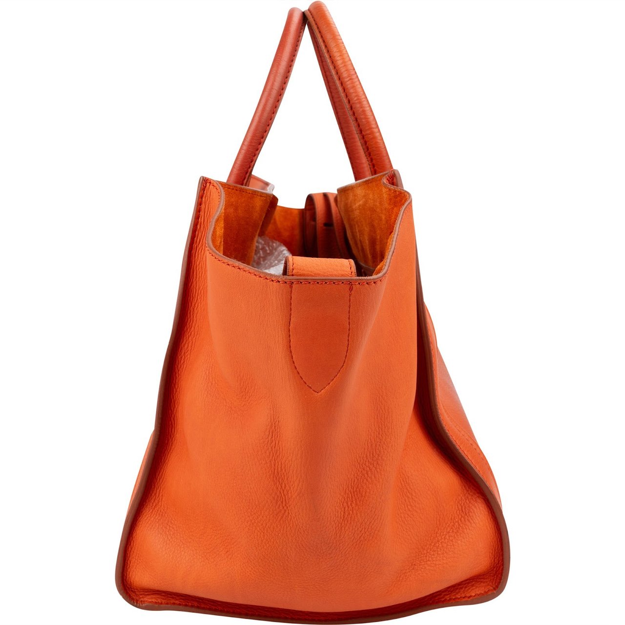Celine Céline Orange Drummed Calfskin Phantom Handbag Oranje