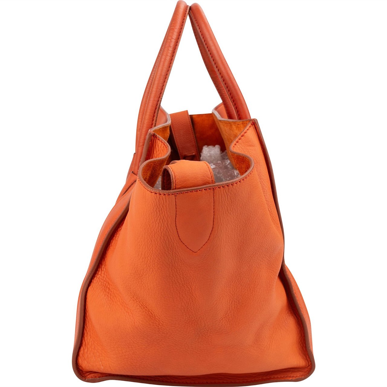 Celine Céline Orange Drummed Calfskin Phantom Handbag Oranje