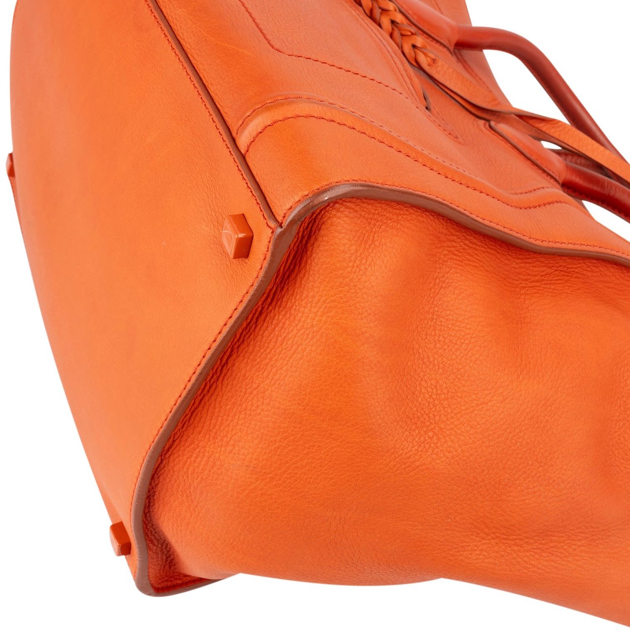 Celine Céline Orange Drummed Calfskin Phantom Handbag Oranje