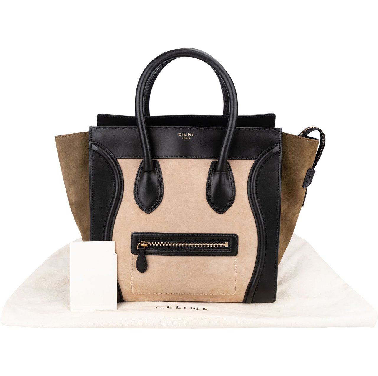 Celine Céline Suede Tricolor Leather Luggage Handbag Divers