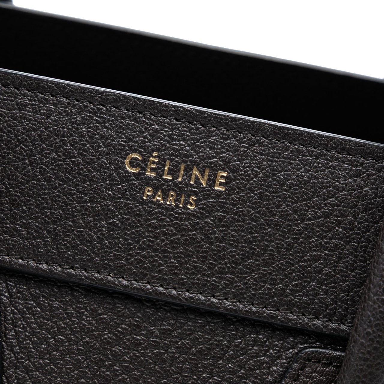 Celine Micro Leather Luggage Tote Bruin