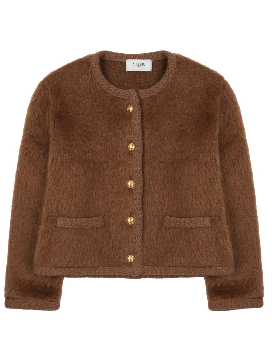 Celine Grey Chasseur Mohair-Blend Bomber Jacket Bruin