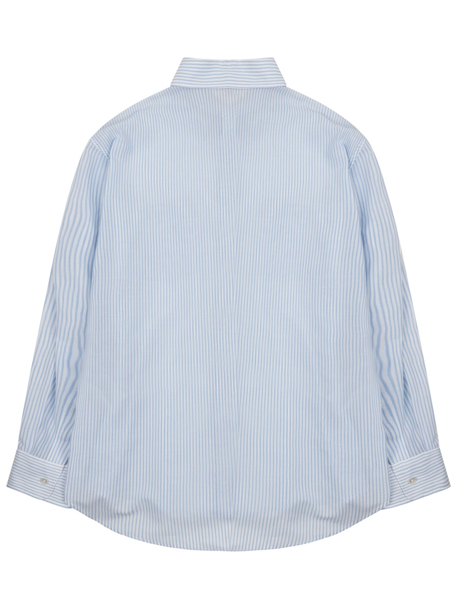 Celine Striped Long-Sleeved Cotton Shirt Blauw