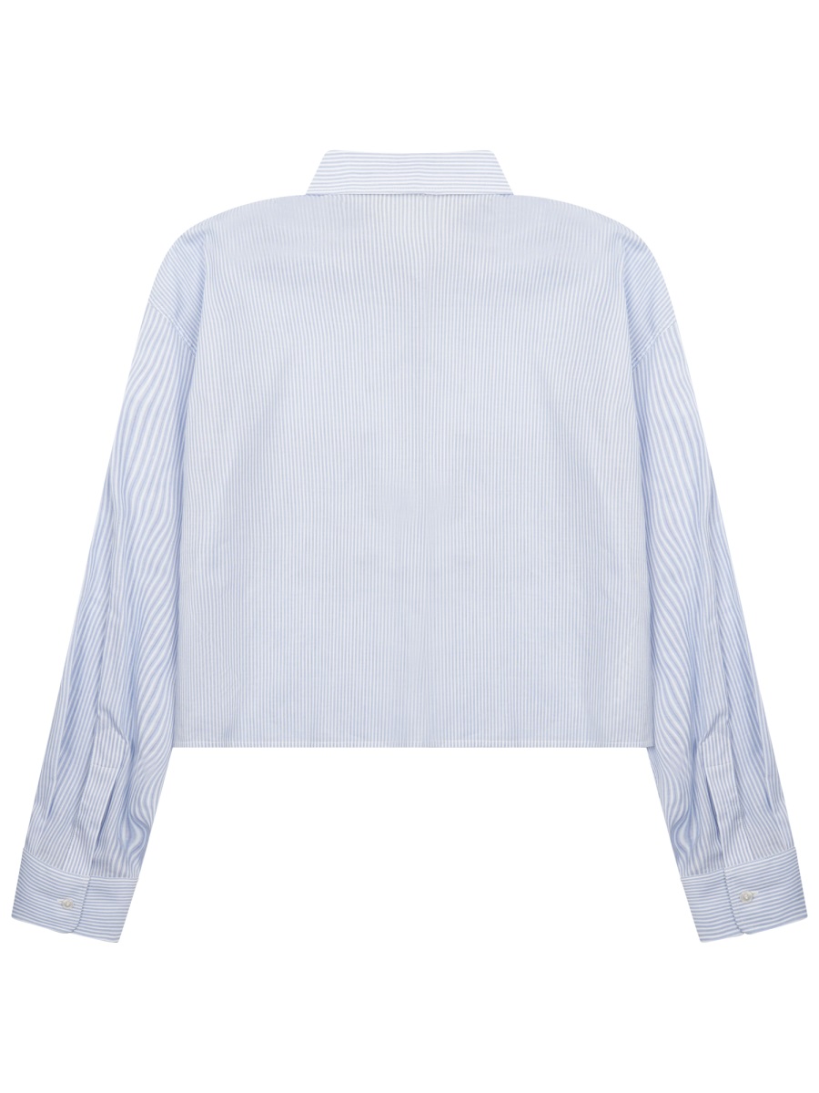 Celine Blue Cropped Cotton Shirt Blauw