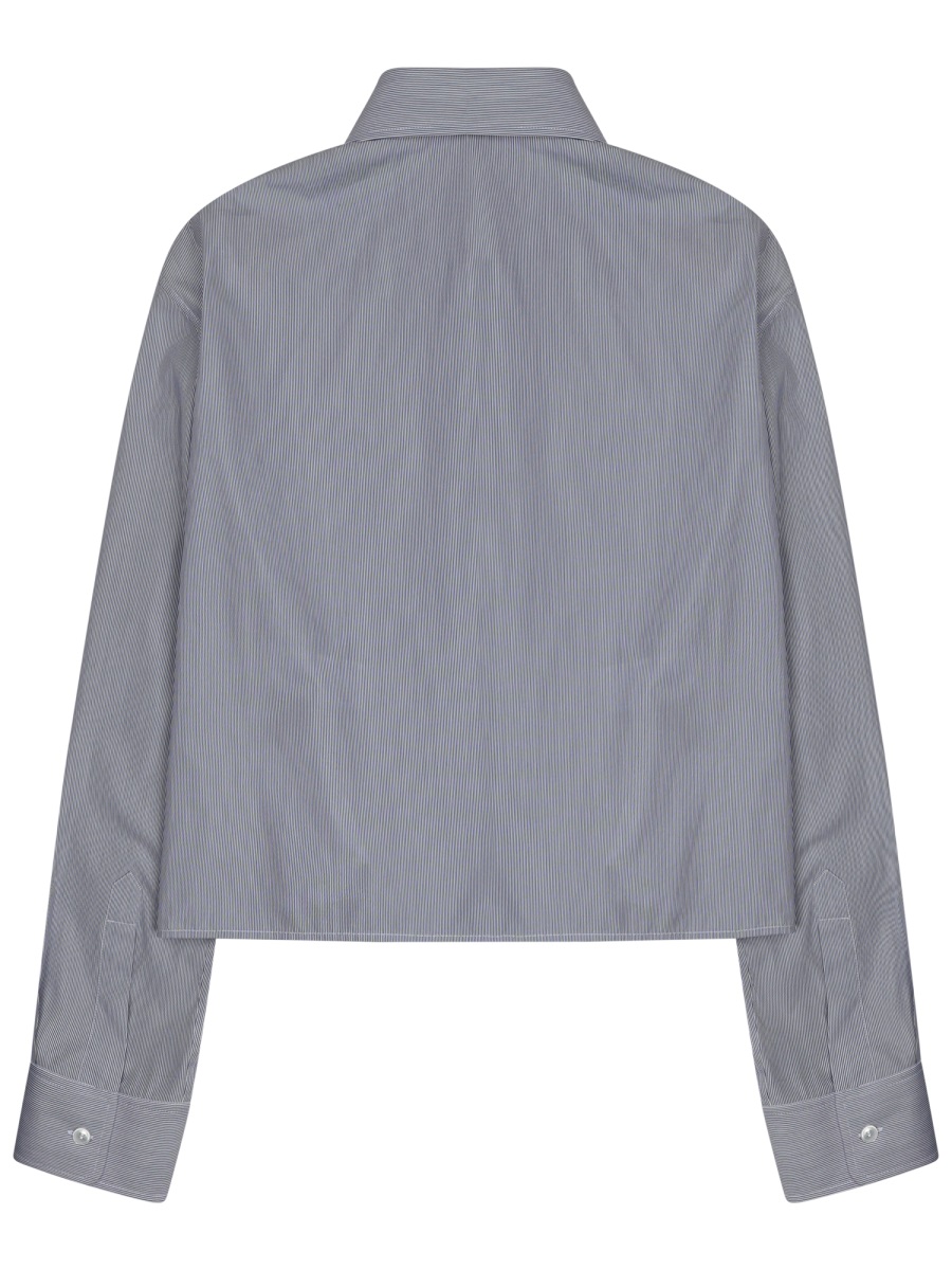 Celine Grey Triomphe Cropped Cotton-Blend Shirt Grijs