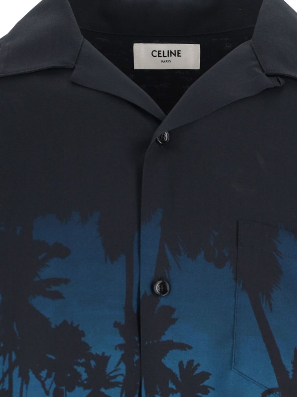 Celine Short-Sleeved Camp Collar Shirt With Multicolor Palm Print Divers