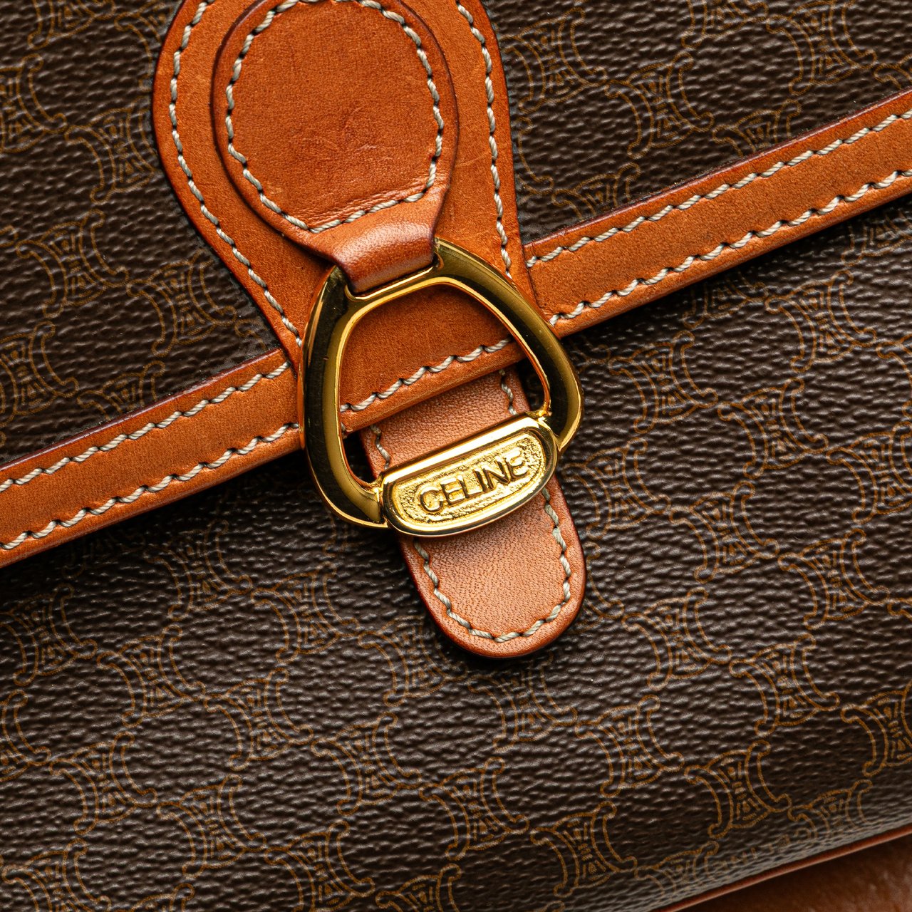 Celine Macadam Coated Canvas Crossbody Bruin