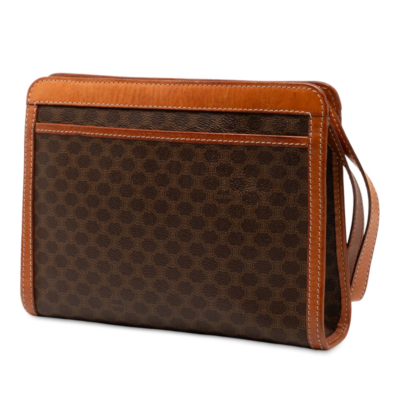 Celine Macadam Coated Canvas Clutch Bruin