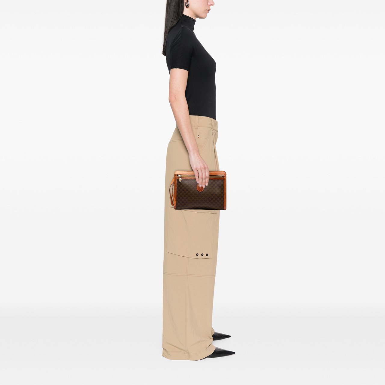 Celine Macadam Coated Canvas Clutch Bruin