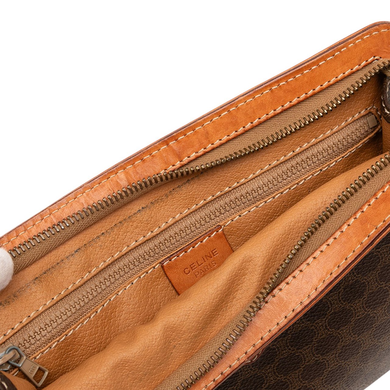 Celine Macadam Coated Canvas Clutch Bruin