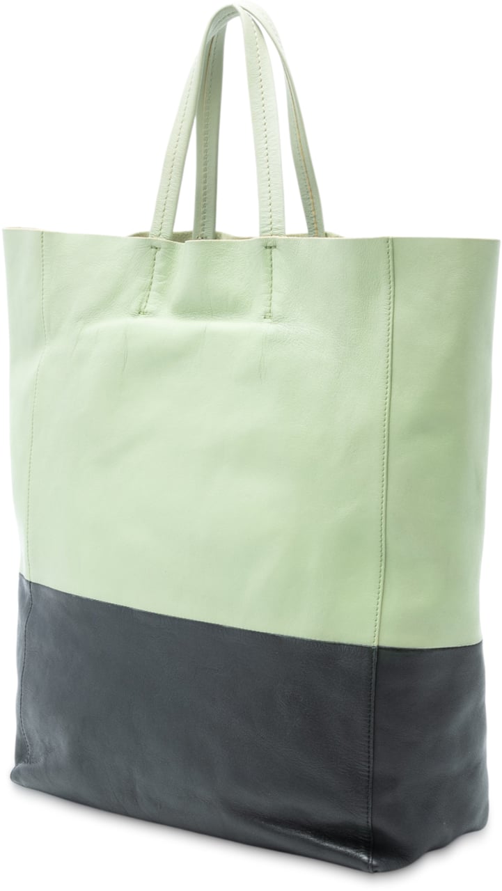 Celine Bicolor Leather Vertical Cabas Tote Groen