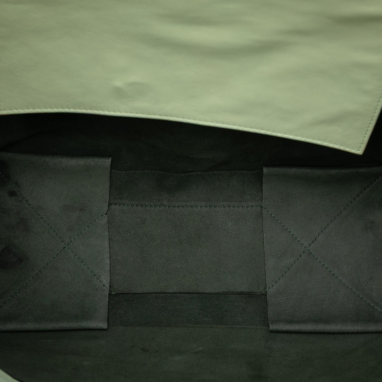 Celine Bicolor Leather Vertical Cabas Tote Groen