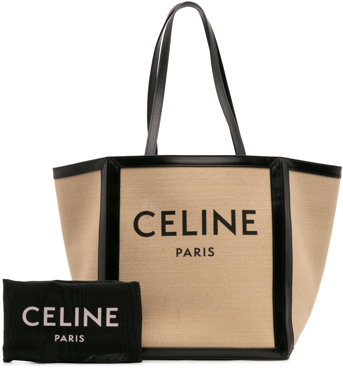 Celine Large Canvas Vertical Square Cabas Tote Bruin