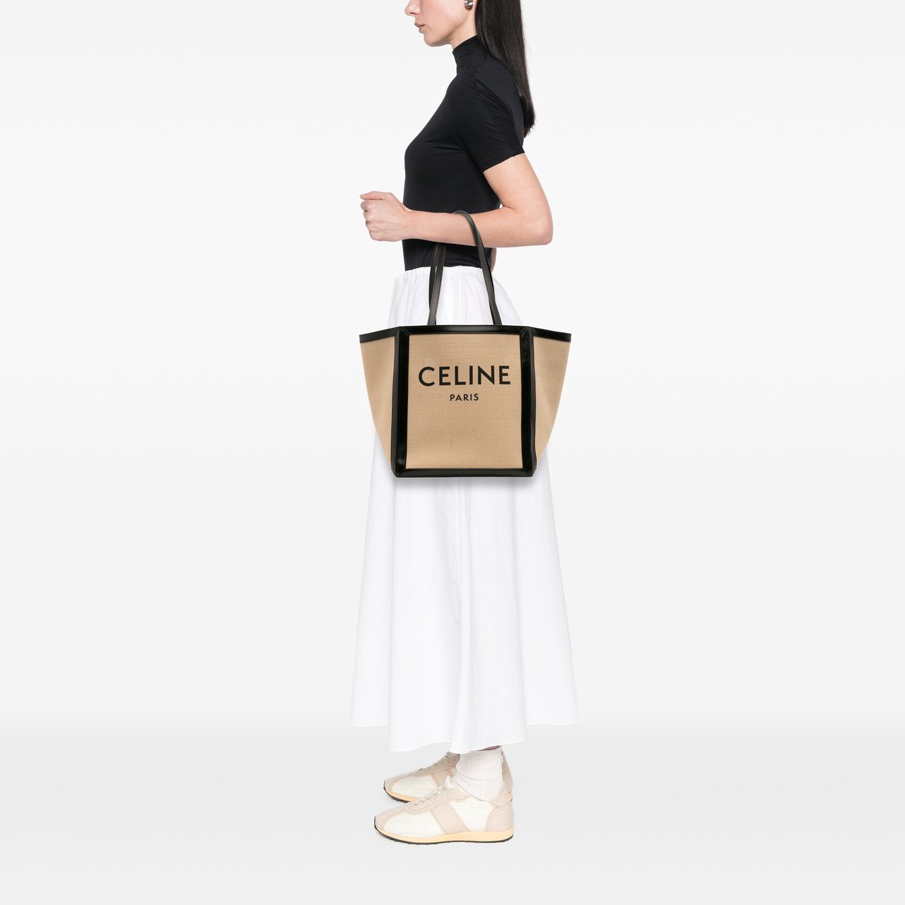 Celine Large Canvas Vertical Square Cabas Tote Bruin