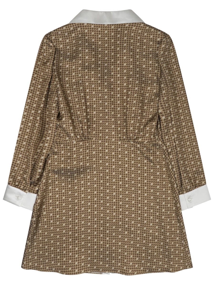 Celine Geometric Pattern Silk Mini Dress Bruin