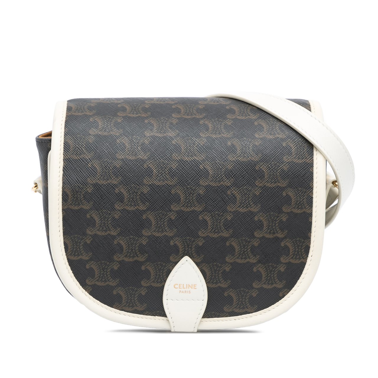 Celine Medium Triomphe Coated Canvas Folco Crossbody Bruin