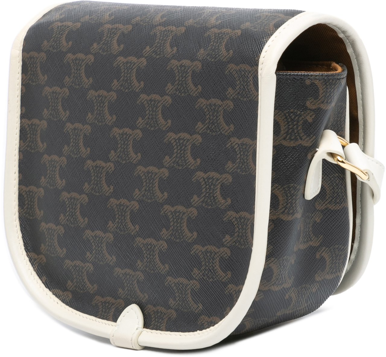 Celine Medium Triomphe Coated Canvas Folco Crossbody Bruin