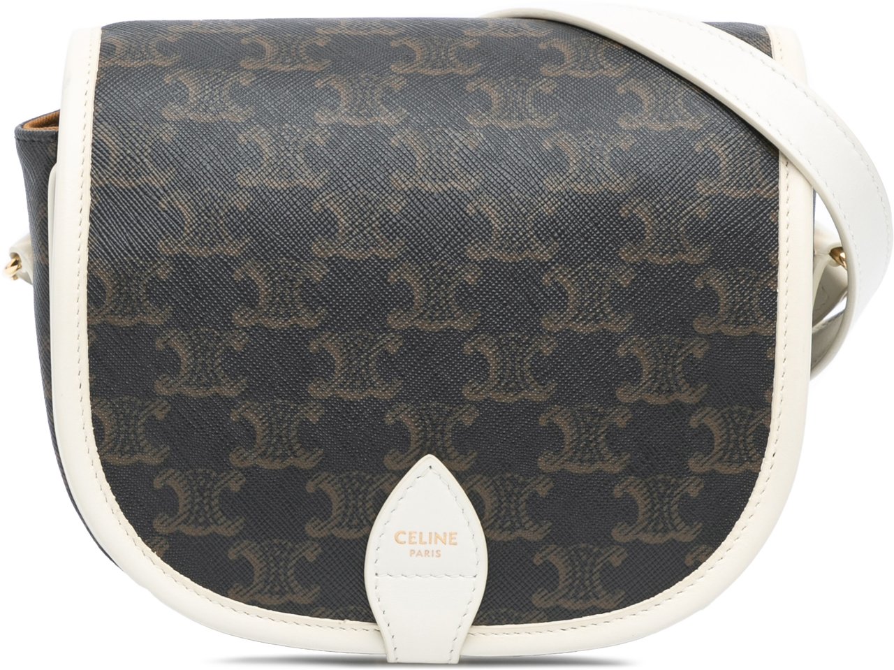 Celine Medium Triomphe Coated Canvas Folco Crossbody Bruin