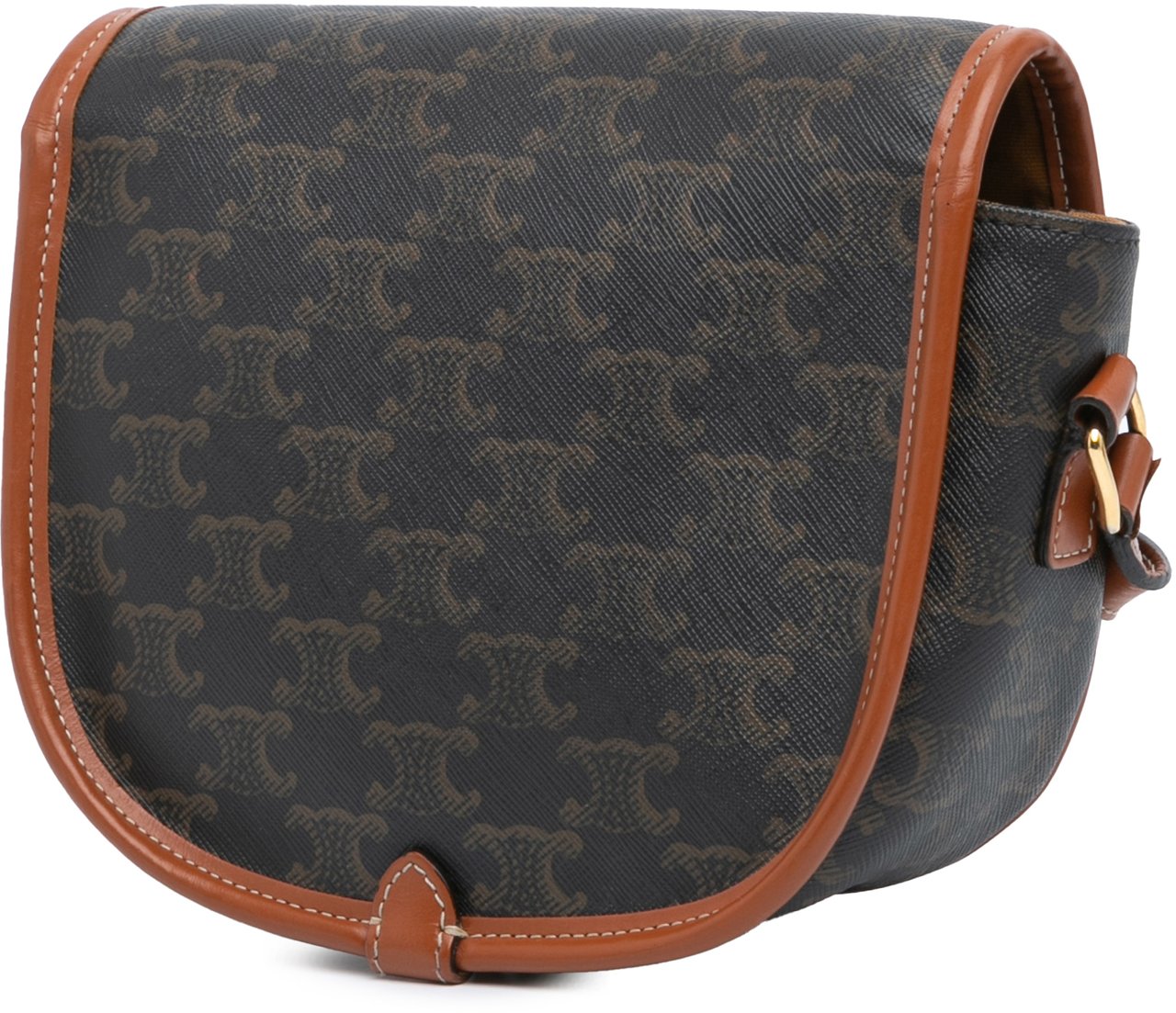 Celine Medium Triomphe Coated Canvas Folco Crossbody Bruin