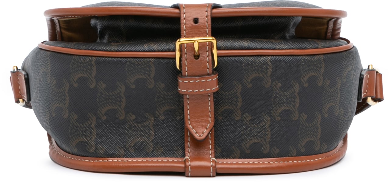 Celine Medium Triomphe Coated Canvas Folco Crossbody Bruin