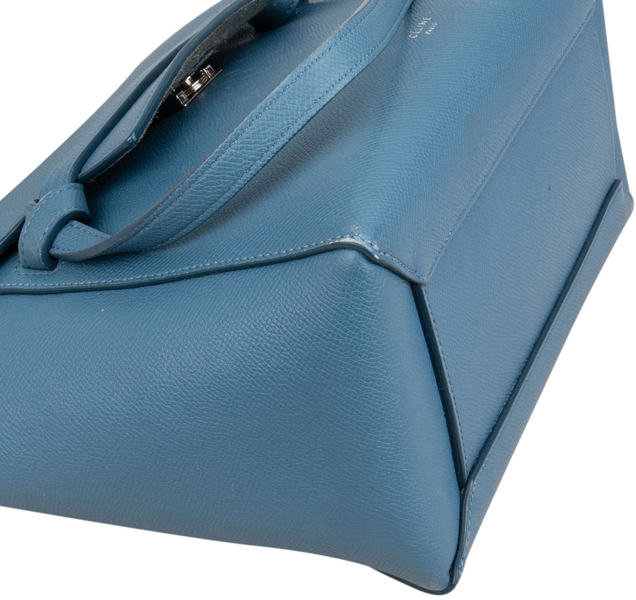 Celine Céline Blue Grained Calfskin Small Belt Handbag Blauw