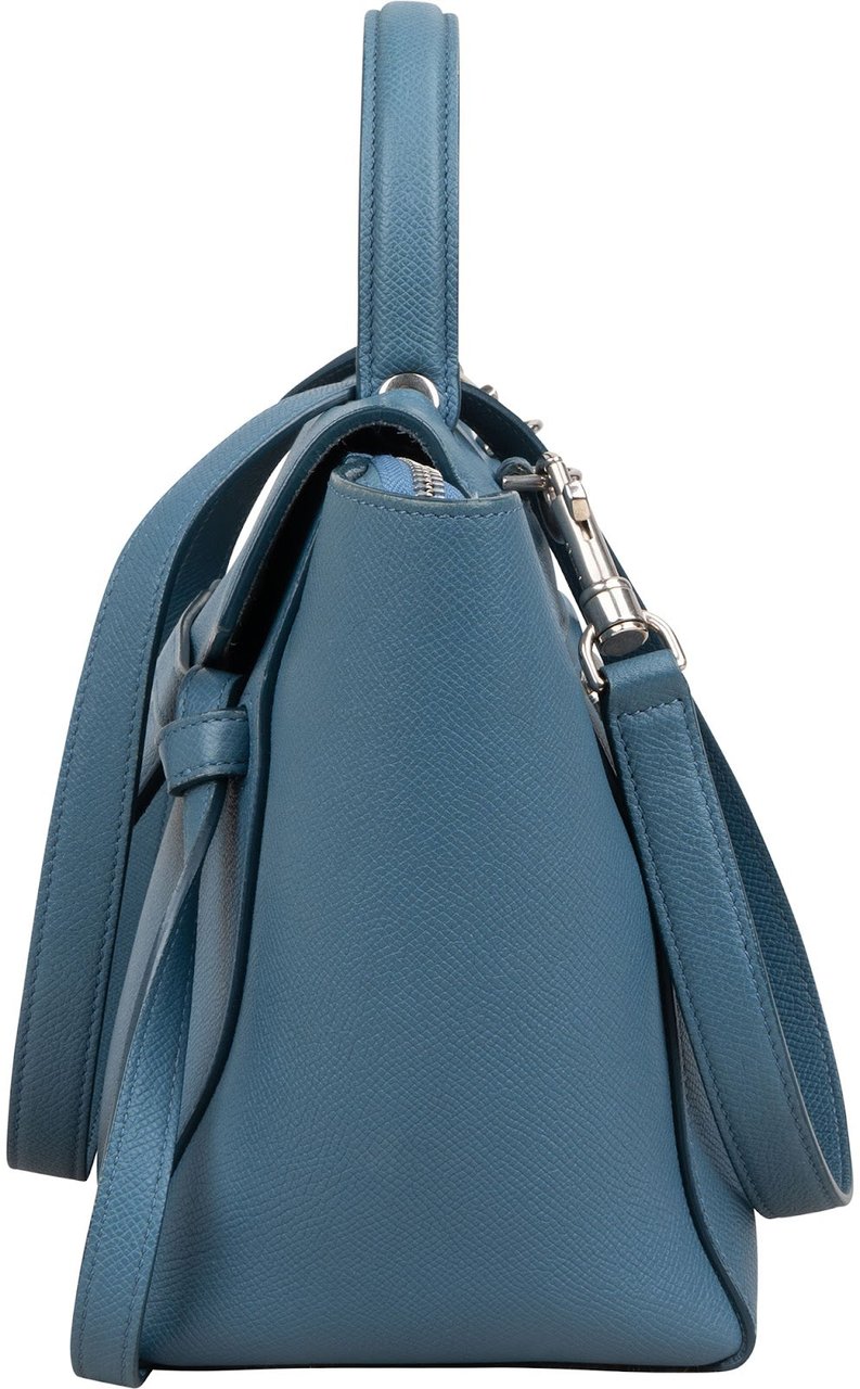 Celine Céline Blue Grained Calfskin Small Belt Handbag Blauw