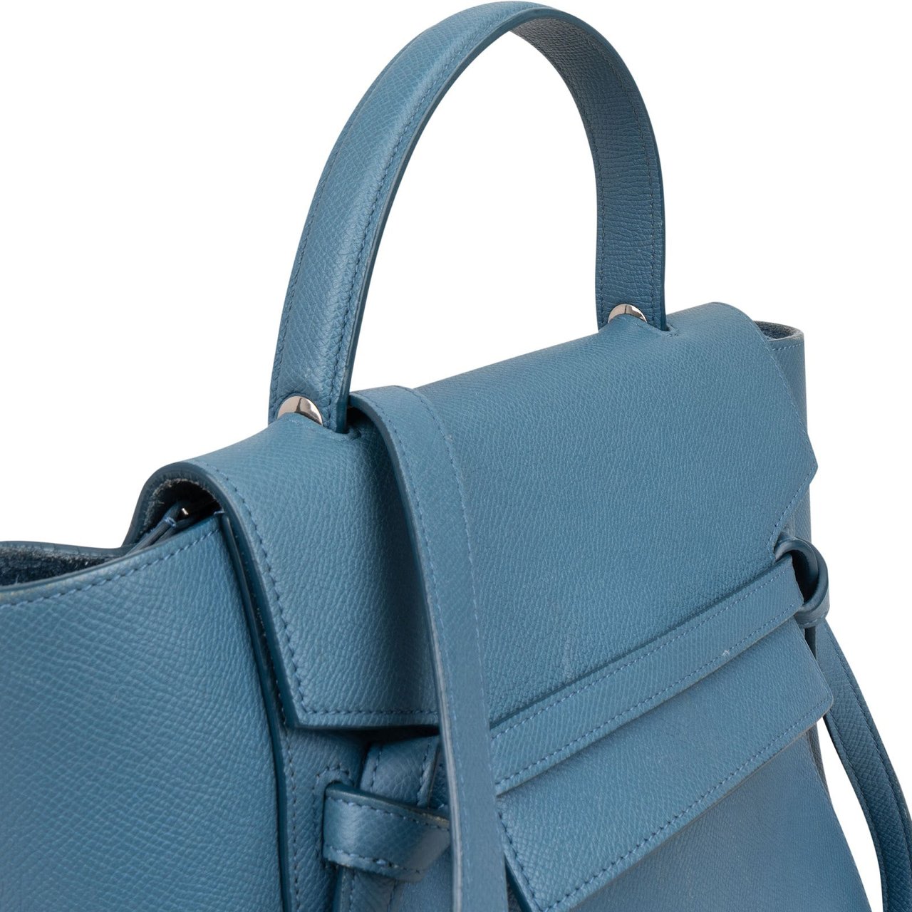 Celine Céline Blue Grained Calfskin Small Belt Handbag Blauw
