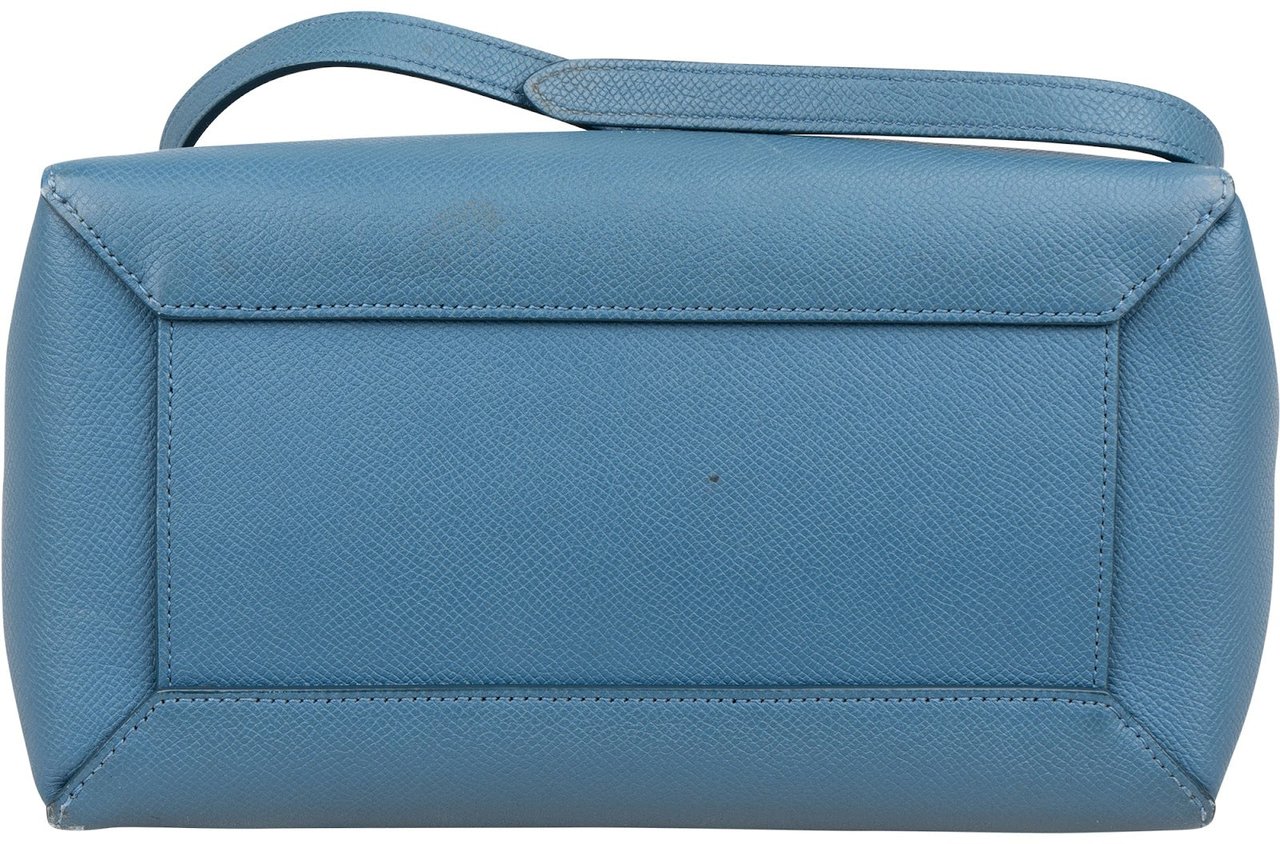 Celine Céline Blue Grained Calfskin Small Belt Handbag Blauw
