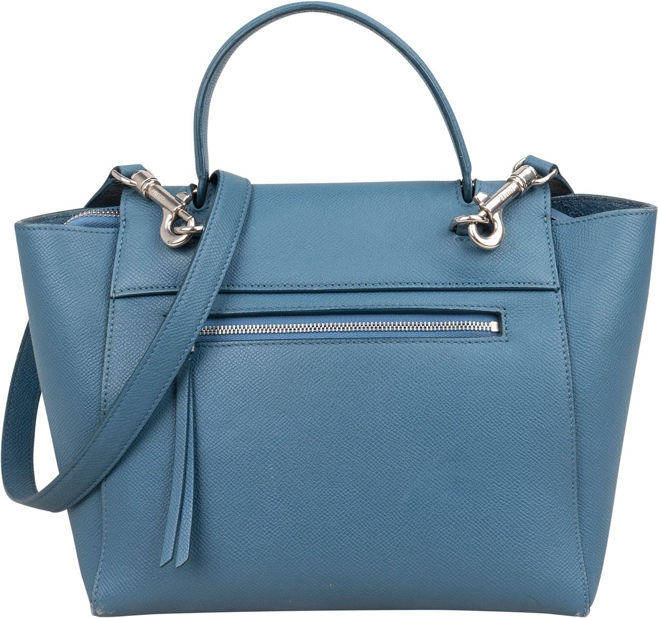 Celine Céline Blue Grained Calfskin Small Belt Handbag Blauw