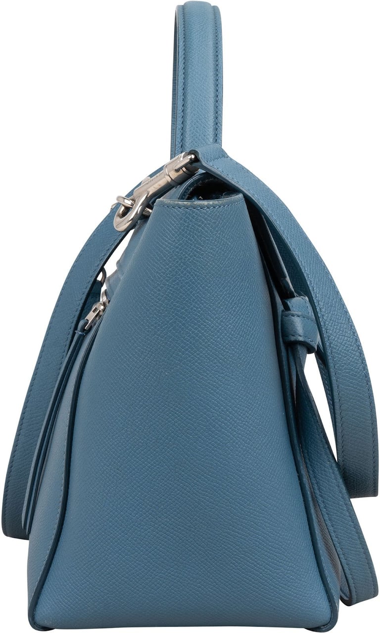 Celine Céline Blue Grained Calfskin Small Belt Handbag Blauw