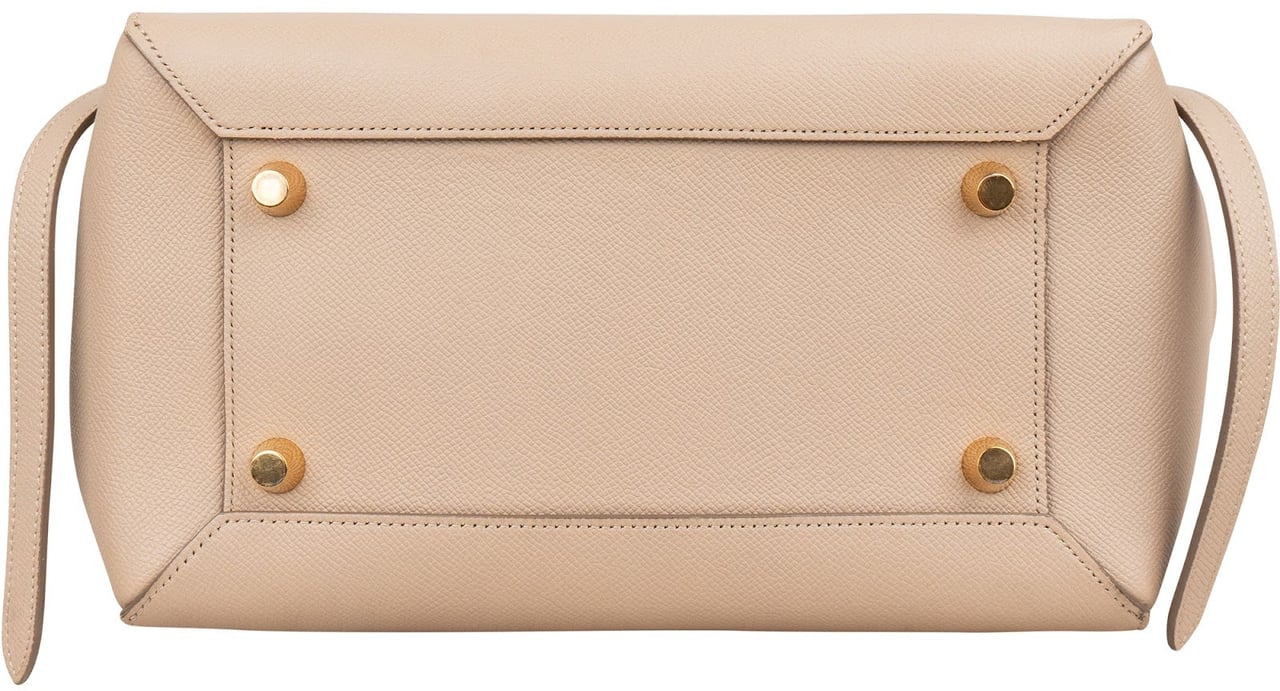 Celine Beige Grained Calfskin Belt Handbag Beige