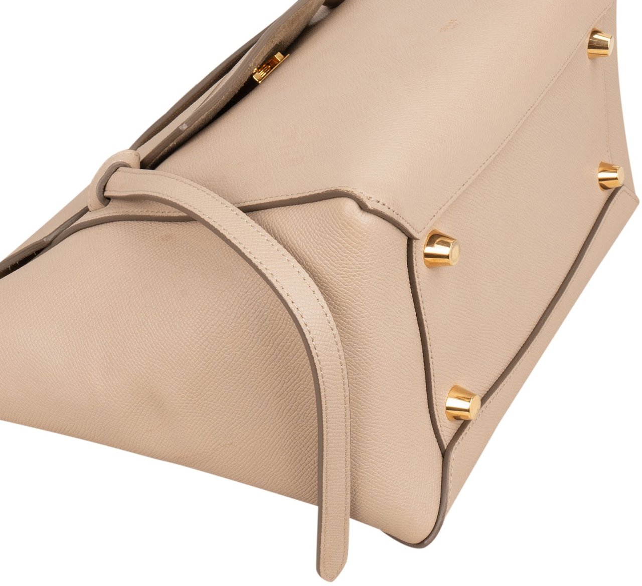 Celine Beige Grained Calfskin Belt Handbag Beige