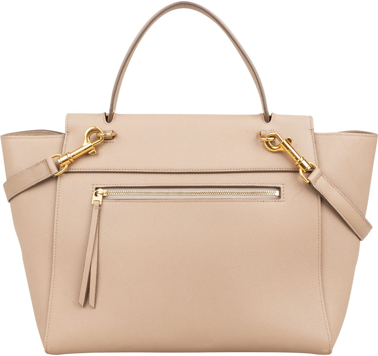 Celine Beige Grained Calfskin Belt Handbag Beige