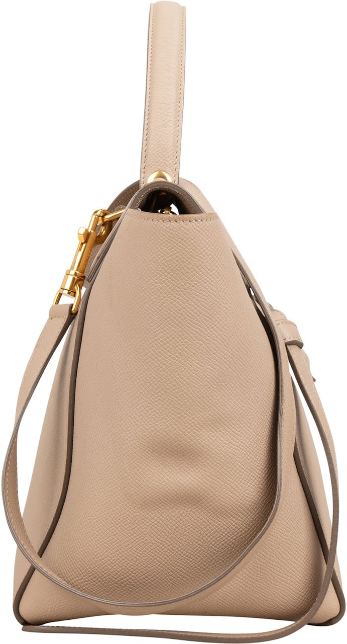 Celine Beige Grained Calfskin Belt Handbag Beige