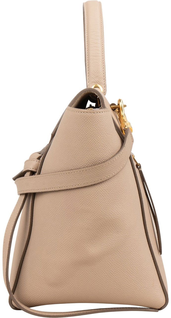 Celine Beige Grained Calfskin Belt Handbag Beige