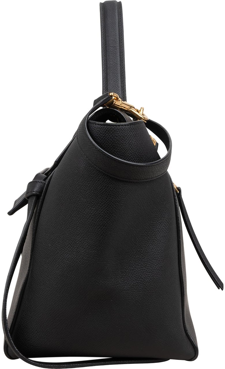 Celine Céline Black Grained Calfskin Belt Handbag Zwart