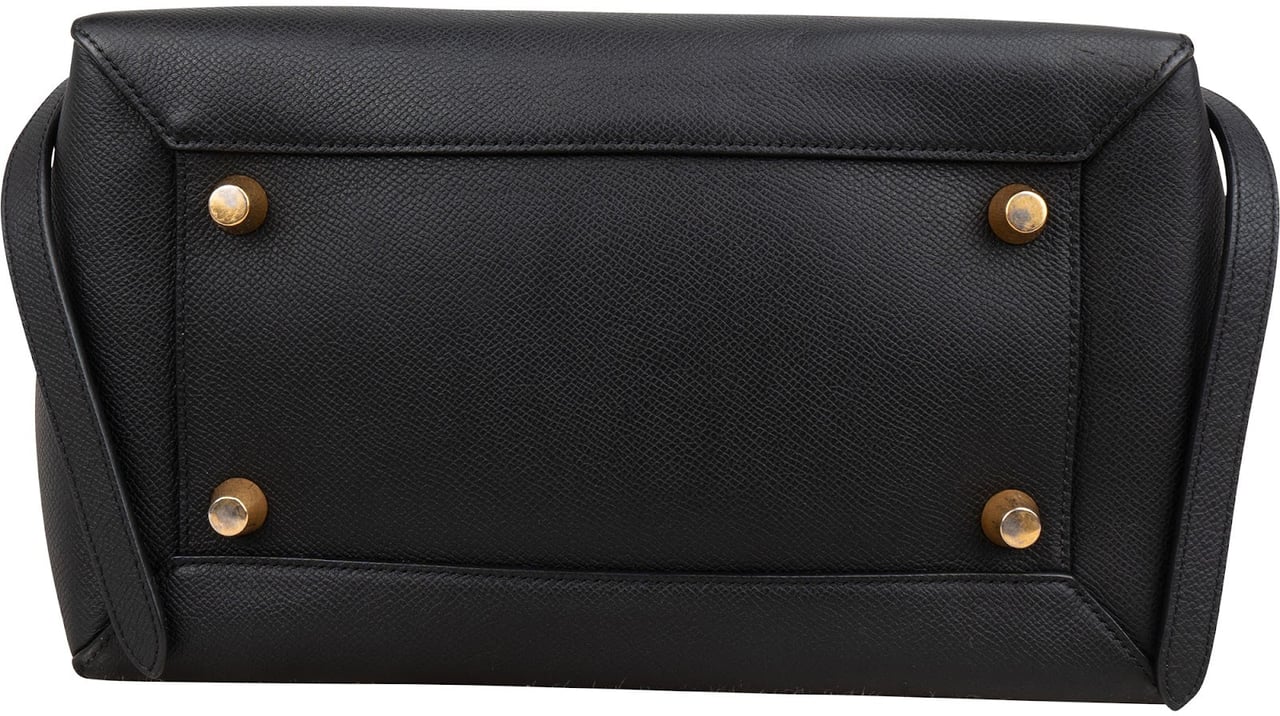 Celine Céline Black Grained Calfskin Belt Handbag Zwart