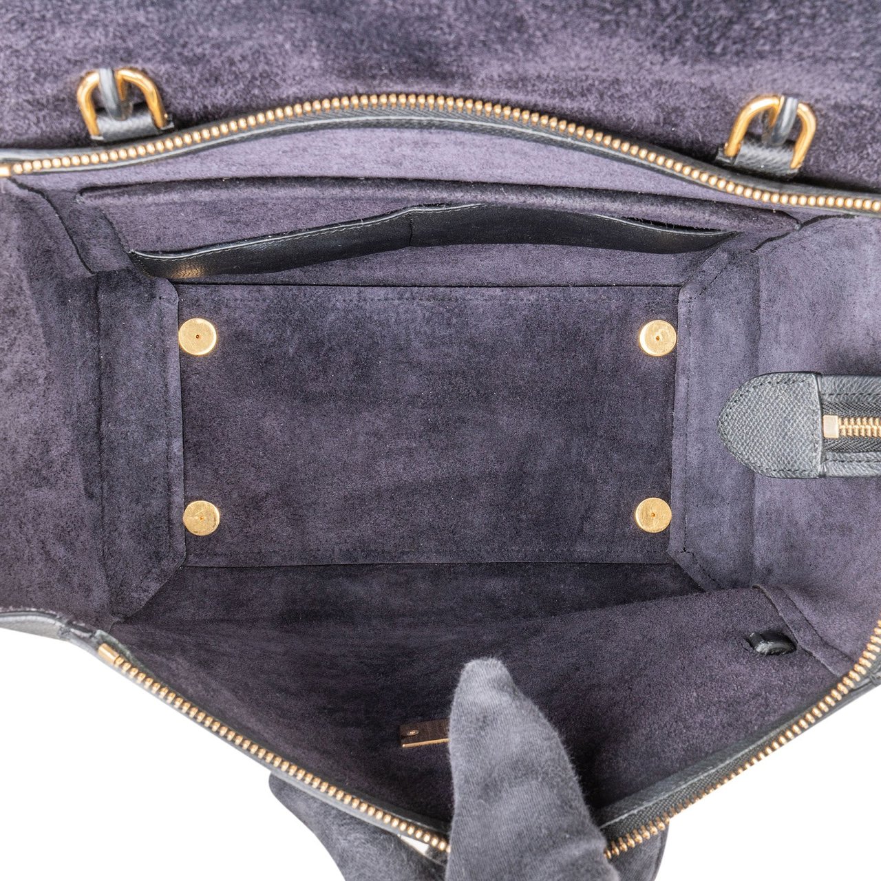 Celine Céline Black Grained Calfskin Belt Handbag Zwart
