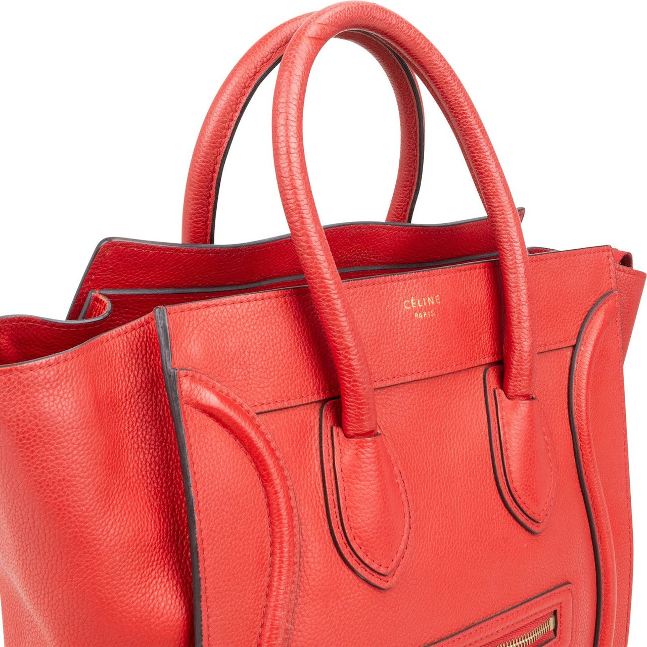 Celine Céline Red Drummed Calfskin Luggage Handbag Rood