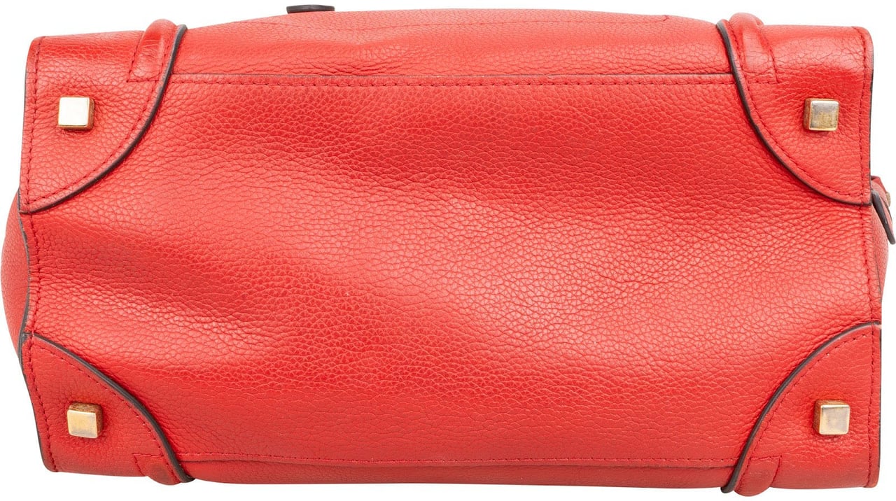 Celine Céline Red Drummed Calfskin Luggage Handbag Rood