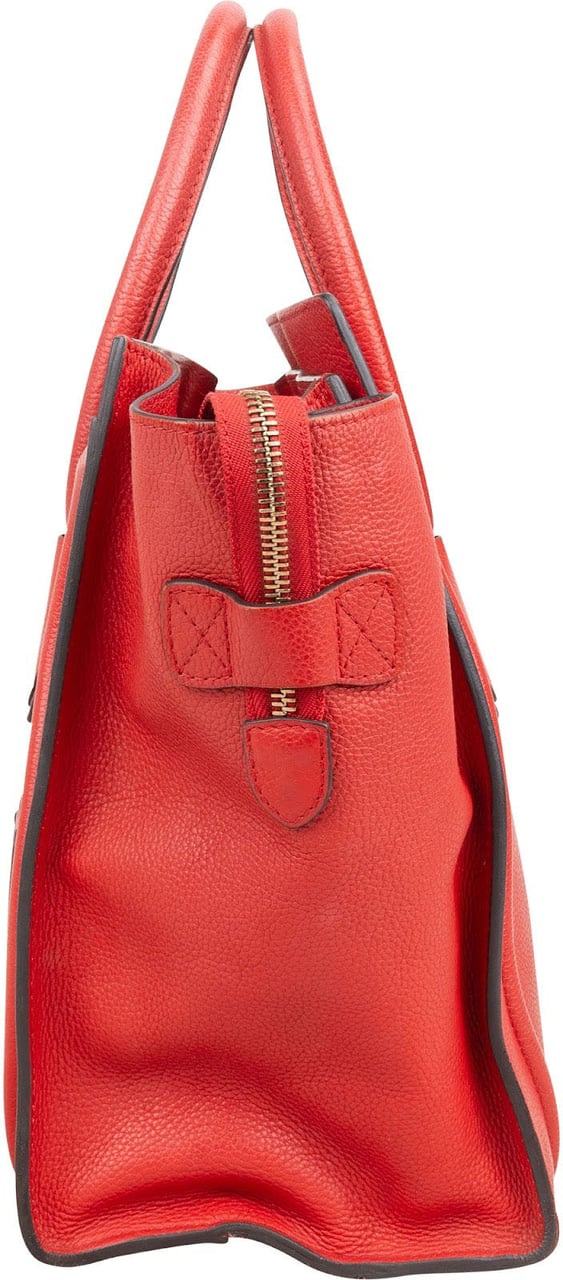 Celine Céline Red Drummed Calfskin Luggage Handbag Rood