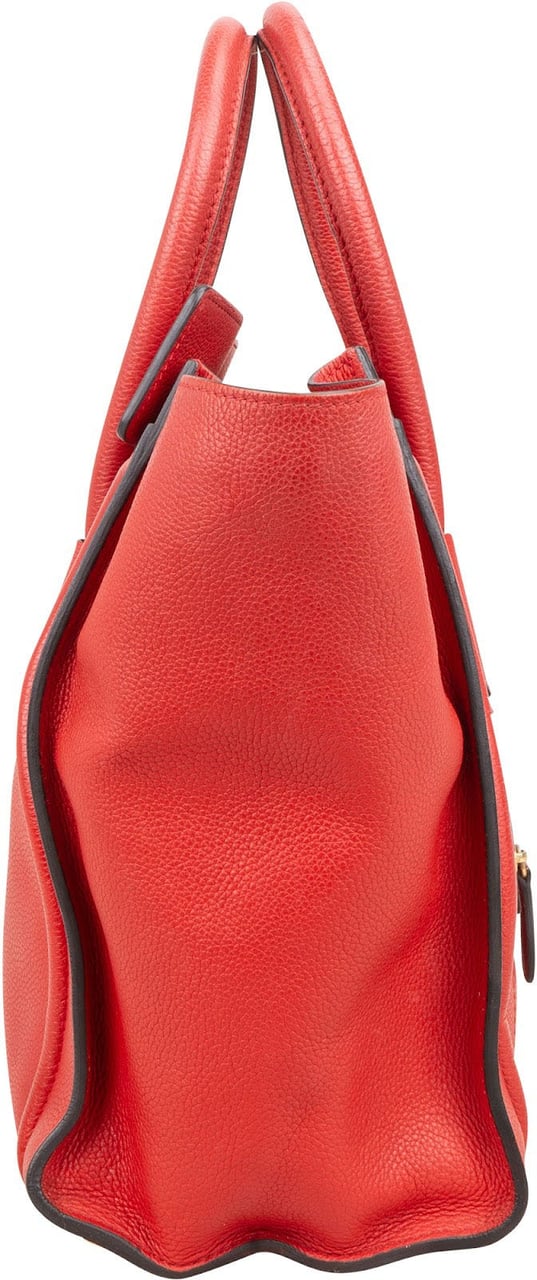 Celine Céline Red Drummed Calfskin Luggage Handbag Rood