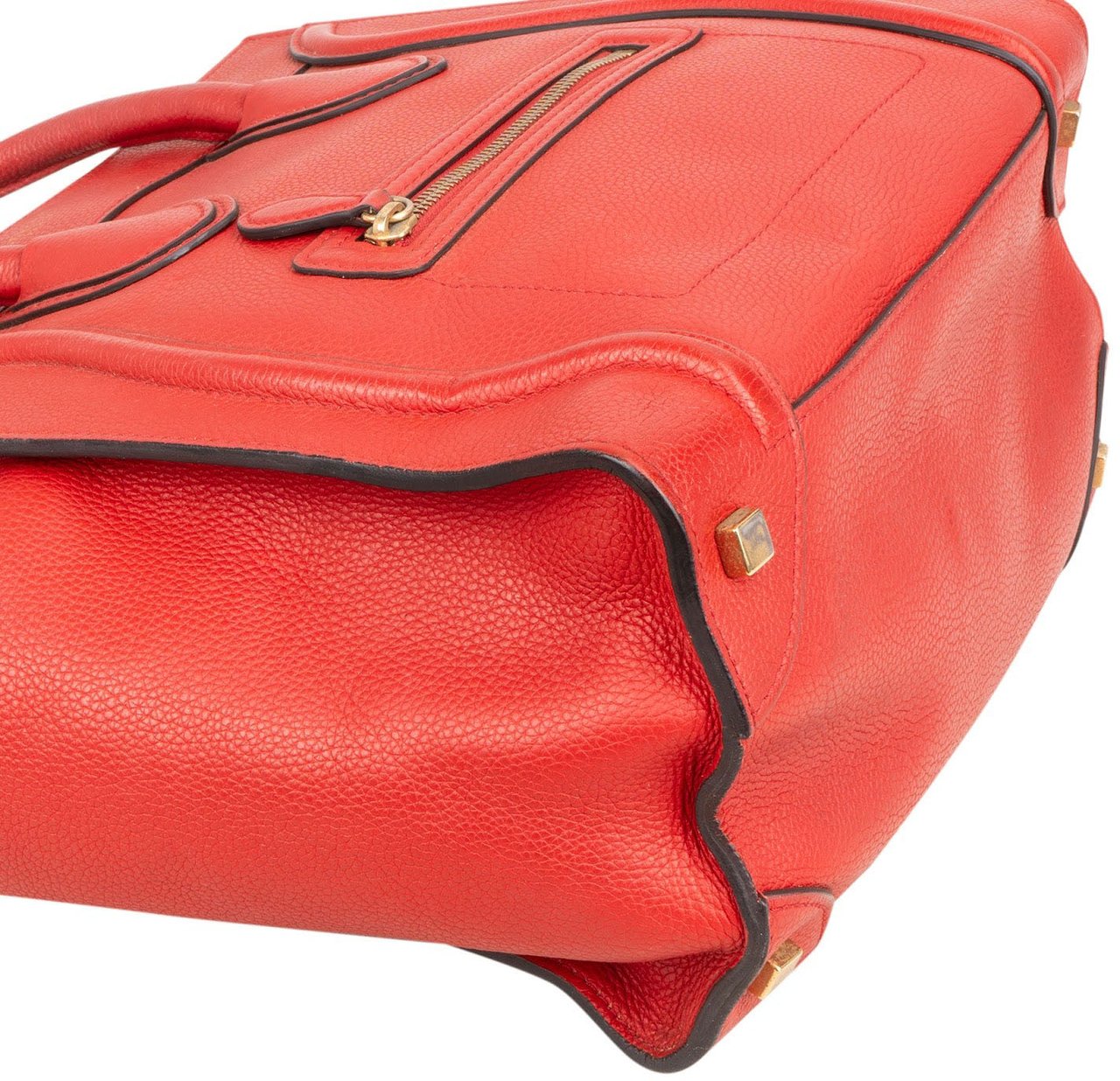 Celine Céline Red Drummed Calfskin Luggage Handbag Rood