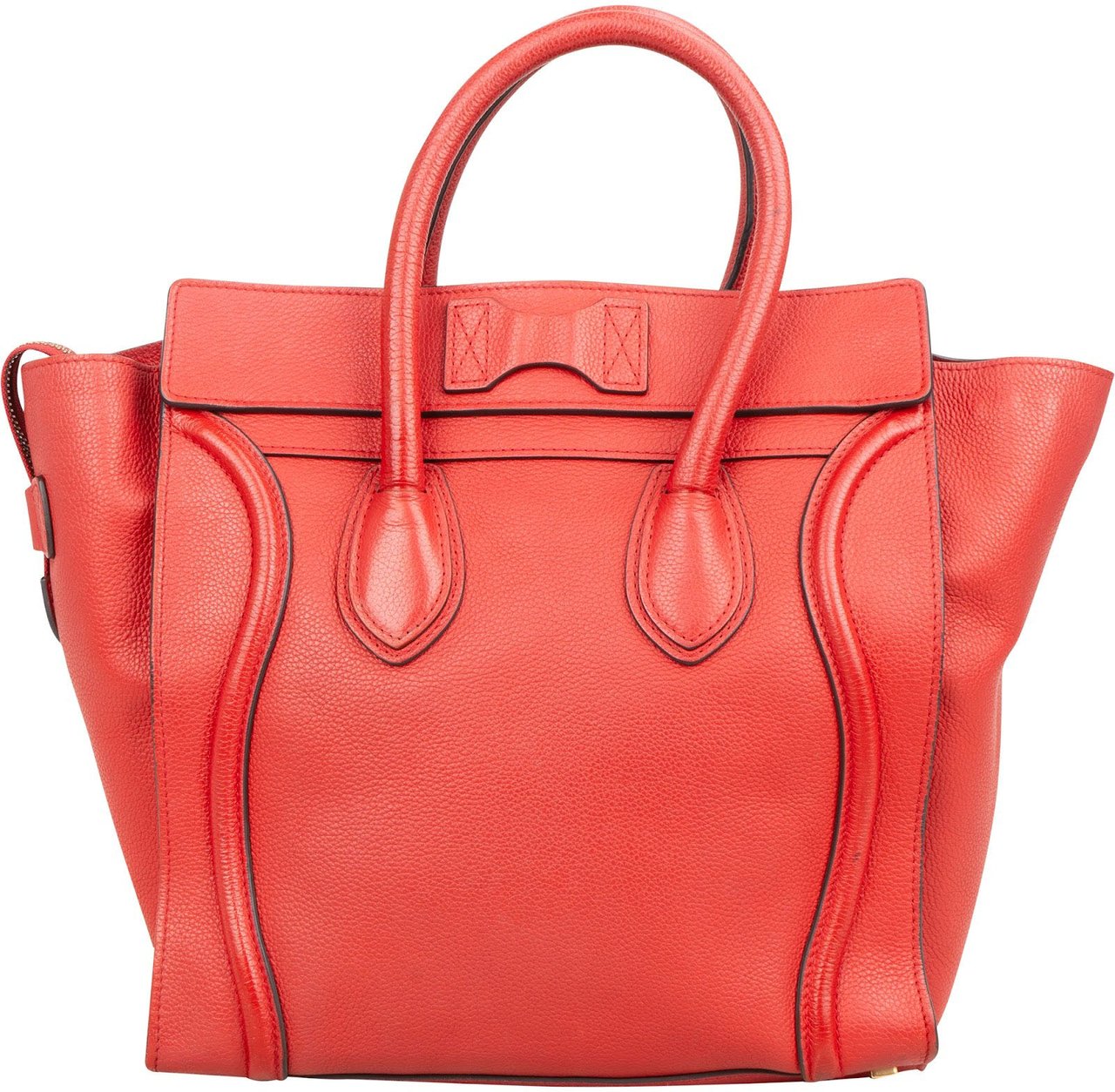 Celine Céline Red Drummed Calfskin Luggage Handbag Rood