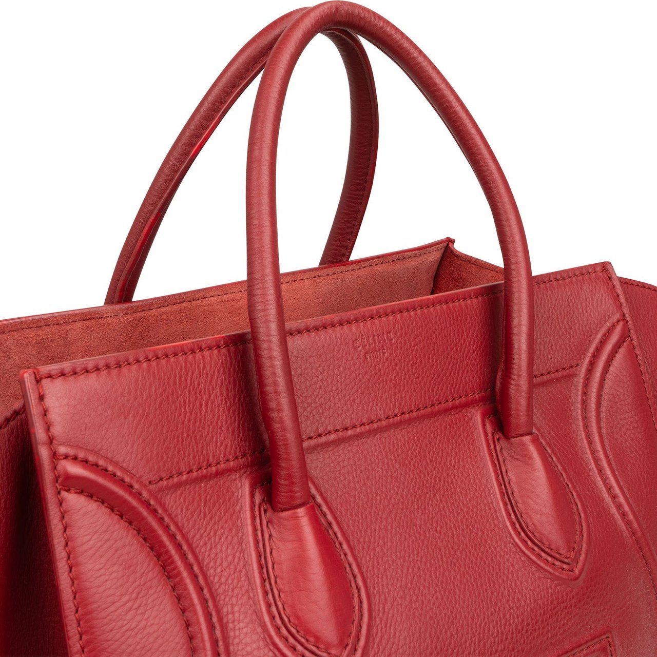 Celine Drummed Calfskin Phantom Handbag Rood