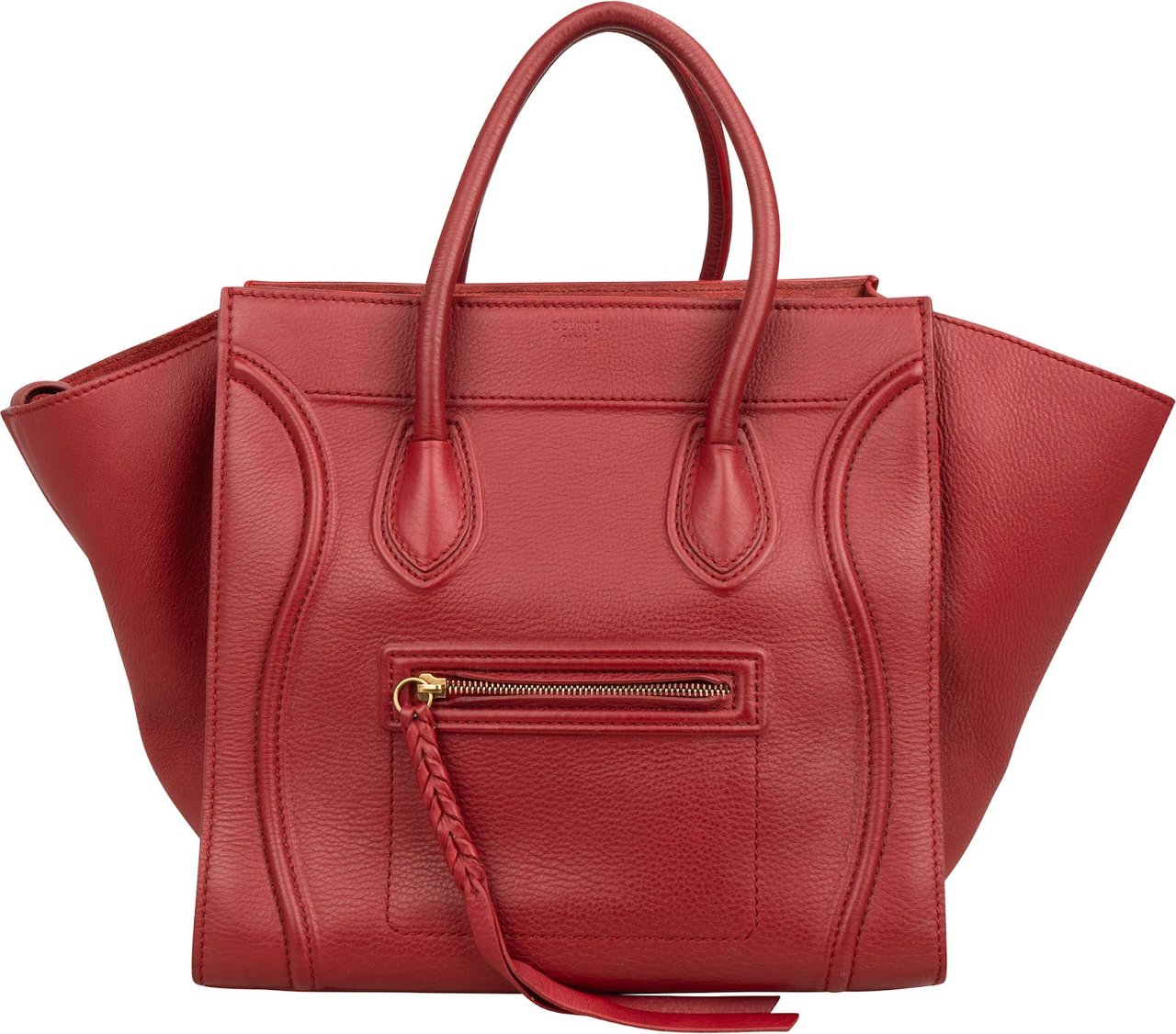 Celine Drummed Calfskin Phantom Handbag Rood