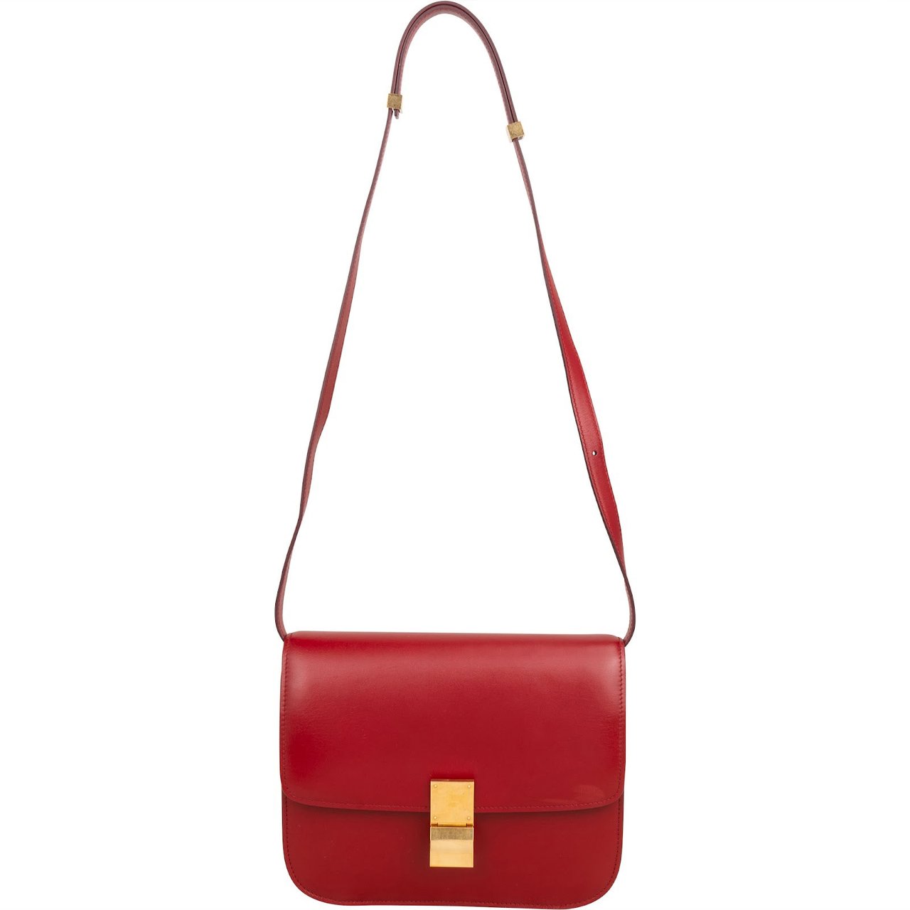 Celine Classic Red Boxcalf Leather Medium Box Crossbody Bag Rood